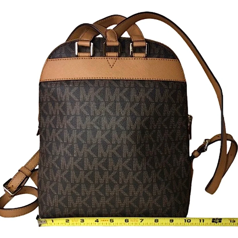 MICHAEL KORS MK Monogram Bicolor Leather & Coated Canvas Tech Backpack NWT - Picture 9 of 17